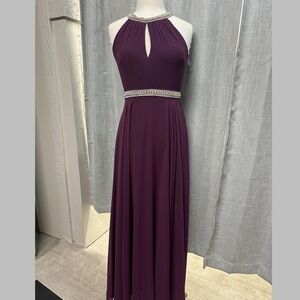 Elegant Purple Halter Evening Gown